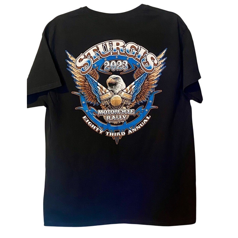 2023 Sturgis 83rd Annual Motorcycle Rally Black Short Sleeve T-Shirt Top